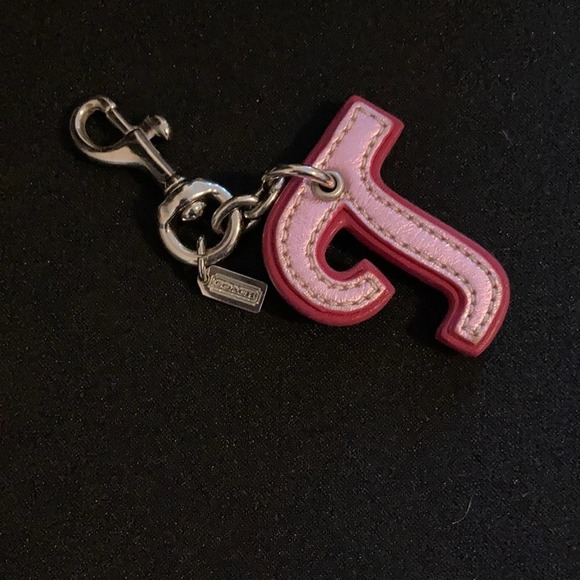 Coach Accessories - Coach Key Chain Charm Pink Letter “T”
